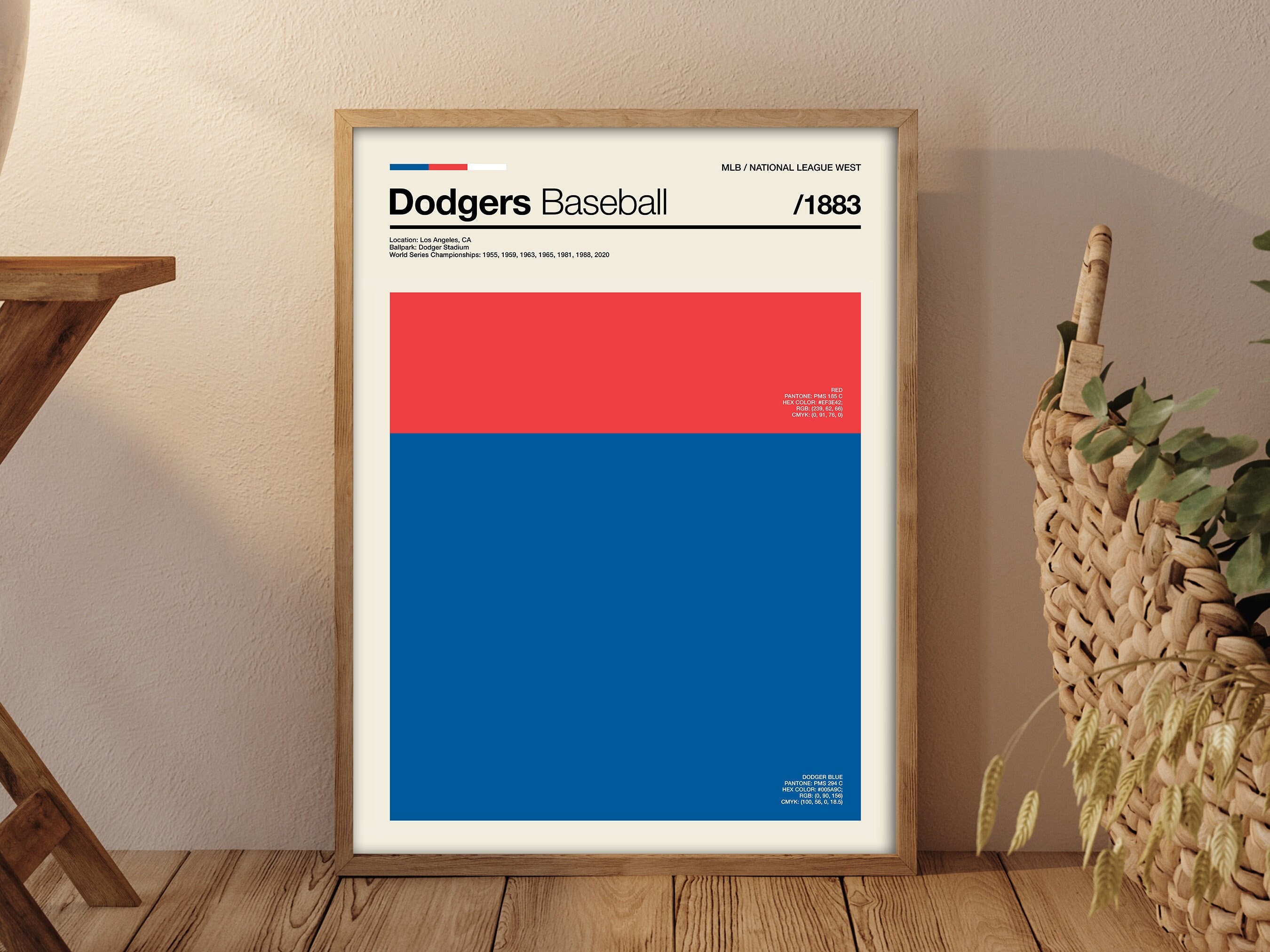 Dodgers Baseball Color Swatch Print Dodgers Baseball Poster 