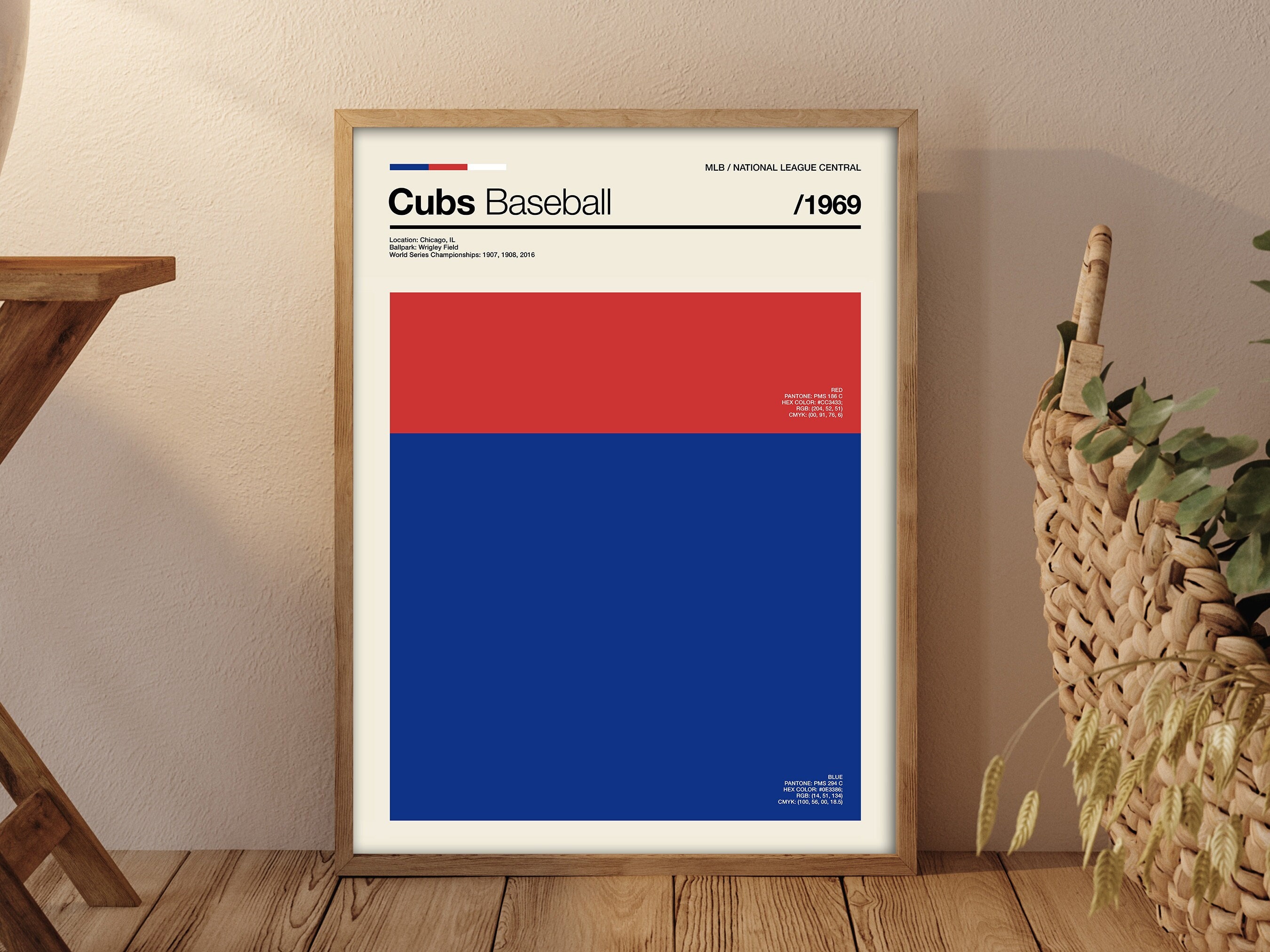 Cubs baseball Color Swatch Print, Cubs baseball Poster, Chicago Cubs  Minimalist Print