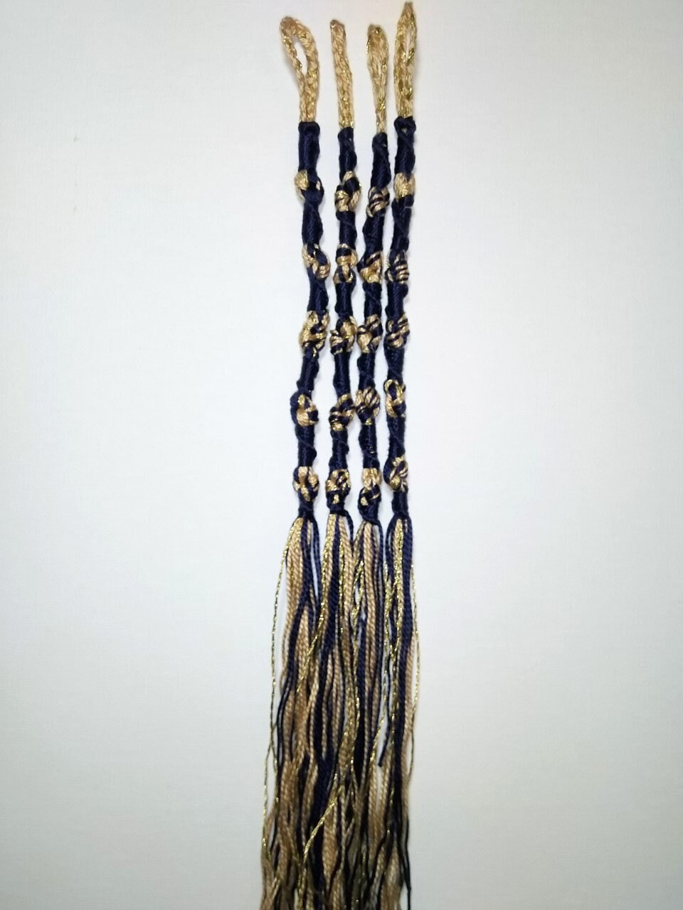 Hebrew Tassels Handmade Tan & Navy Blue w/ Gold Accent Tzitzit | Etsy