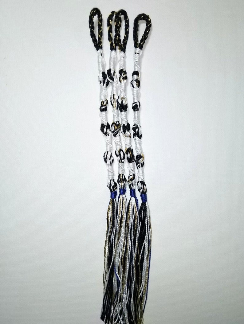 Hebrew Tassels Handmade Black & White w/ Gold Accent Tzitzit Etsy