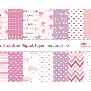Clipart san valentino, jpg, illustrazione digitale, alta risoluzione 300 dpi per cricut  e silhouette.