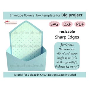 Envelope flowers box, scatola in cartoncino, Tutorial fotografico per Cricut Design Space incluso.