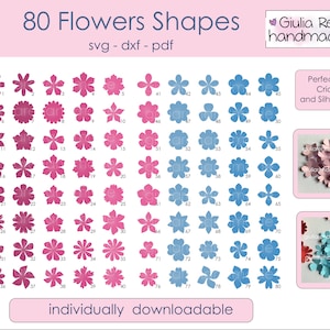 80 flower svg, digital download, Cricut, Silhouette, printable paper, 300 dpi A4 PDF.