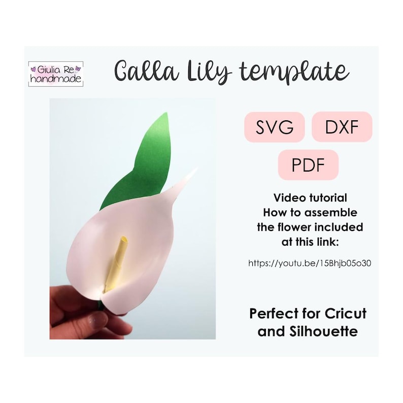Calla Lily flower, svg files for Cricut, paper flower svg, digital download, digital paper Svg, image 1