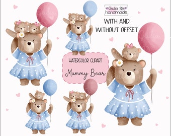 Bear Watercolor PNG, Sublimazione, Orso clipart, immagine jpg 300 dpi