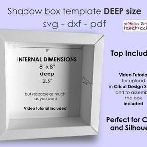 shadow box svg, template, svg files for cricut and silhouette, DEEP Size - video tutorial for upload in Design Space included