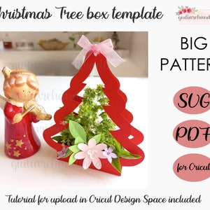 Caja navideña, caja de cartón, tamaño grande, tutorial fotográfico para Cricut Design Space incluido.