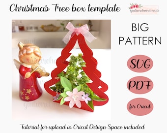 Christmas box svg template, Big size, svg files for cricut and silhouette, tutorial for upload in Design Space included