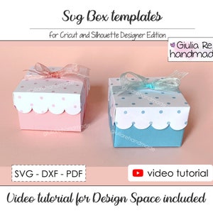 Boîtes SVG, boîtes à confettis pour Cricut et Silhouette Designer Edition, tutoriel vidéo pour télécharger le projet sur la DS incluse