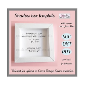 Caja de sombra, marco de tarjeta, tutorial fotográfico para Cricut Design Space incluido, tutorial en vídeo, DXF para silueta