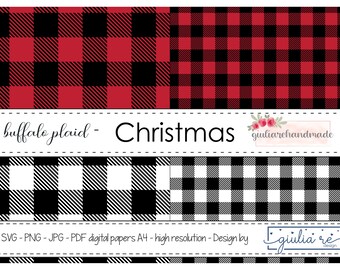 buffalo plaid Christmas decor, svg file for cricut, digital paper pack, Jpg High resolution 300 dpi for Cricut and Silhouette - A4