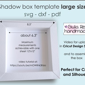 shadow box svg, template, svg files for cricut and silhouette, Large Size tutorial for upload in Design Space included