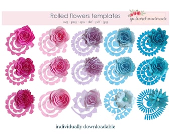 Rolled flower svg, paper flower svg, digital download, digital paper Svg, Pdf, Jpg 300 dpi