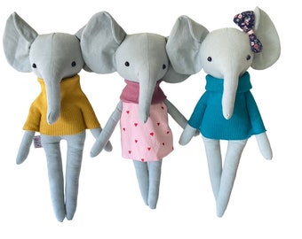 Soft and Sustainable Linen Stuffed elephant plush Toys - Ideal timeless Unisex Playmates for Babies and Toddlers, perfect baby shower gift