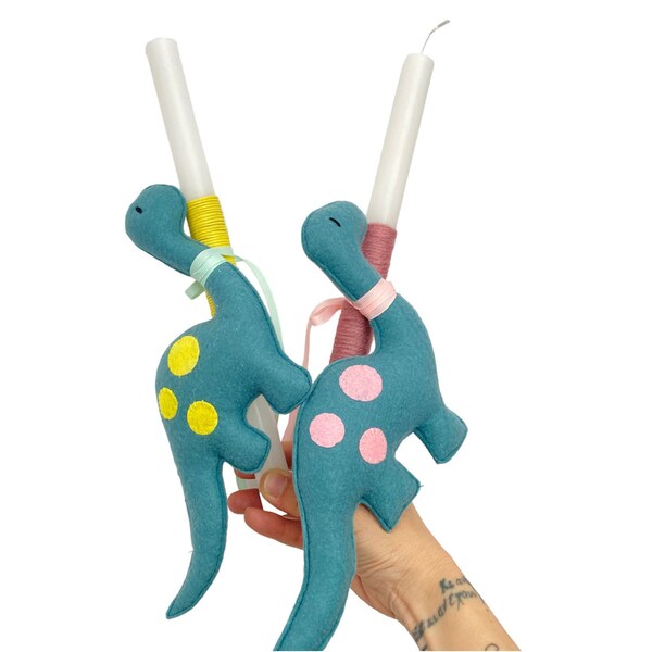 Easter lampada with handmade felt dinosaur, a easter candle for toddlers, a perfect easter gift for boys and girls,