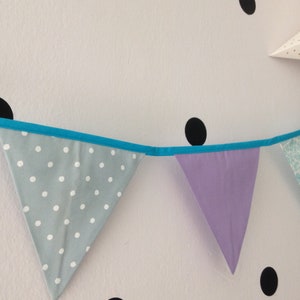Linen flag decoration for baby room, fabric bunting flag wall banner pennant, garland for a nursery room or a party baby shower decoration image 3