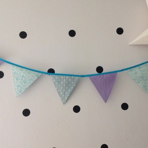 Linen flag decoration for baby room, fabric bunting flag wall banner pennant, garland for a nursery room or a party baby shower decoration image 1