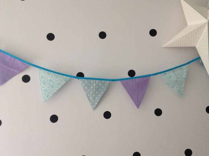 Linen flag decoration for baby room, fabric bunting flag wall banner pennant, garland for a nursery room or a party baby shower decoration image 1