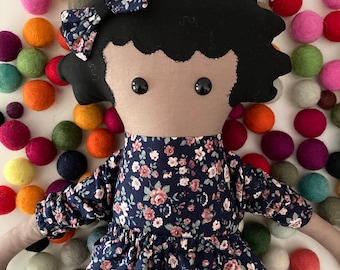 Soft and Cuddly Baby's First Doll, Lovingly Handmade heirloom doll with Dark Skin, Sure to Delight Your Little One!