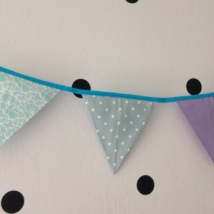 Linen flag decoration for baby room, fabric bunting flag wall banner pennant, garland for a nursery room or a party baby shower decoration image 2