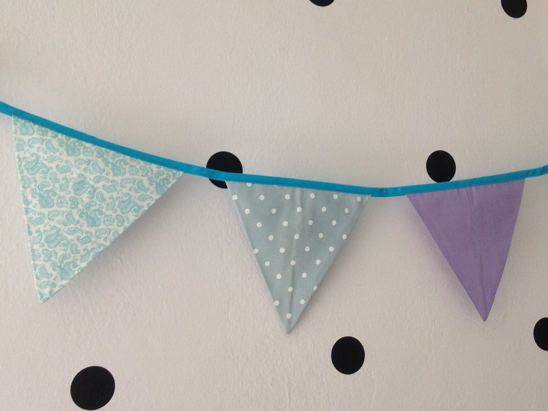 Linen flag decoration for baby room, fabric bunting flag wall banner pennant, garland for a nursery room or a party baby shower decoration image 2