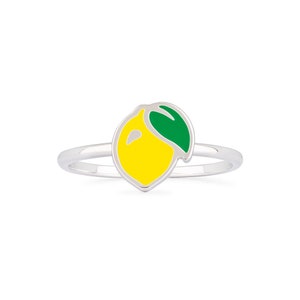 Enamel Lemon Ring, Fruit Ring, Fruit Jewelry, Enamel Jewelry, Lemon Ring