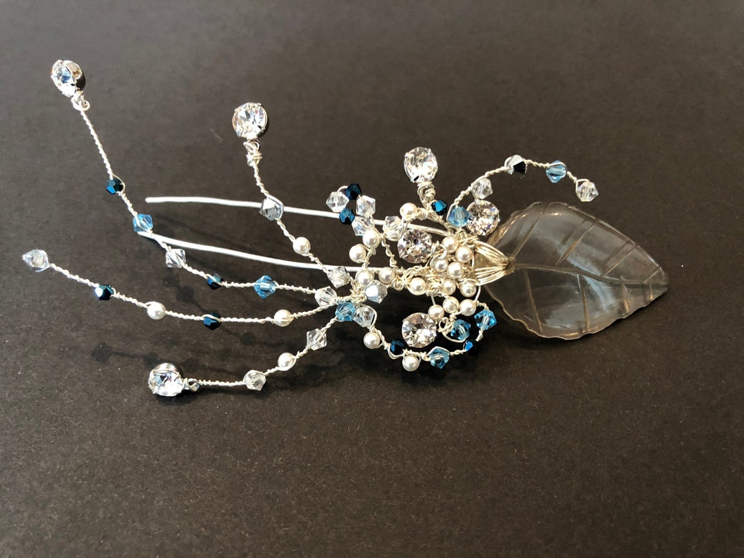 Jeweled Hair Pin With Natural Carved Quartz Swarovsky Etsy UK