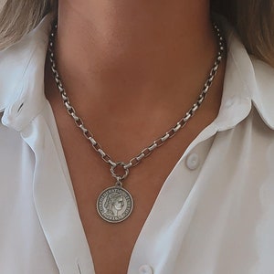 Silver Rome Coin Necklace Coin charm necklace Coin pendant Necklace image 1