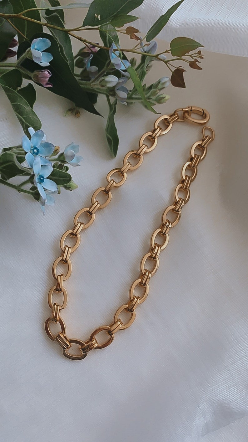 Large Link Chain choker Massive gold chain necklace Statement Necklace Chunky Gold link Chain Necklace image 9