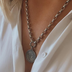 Silver Rome Coin Necklace Coin charm necklace Coin pendant Necklace image 4