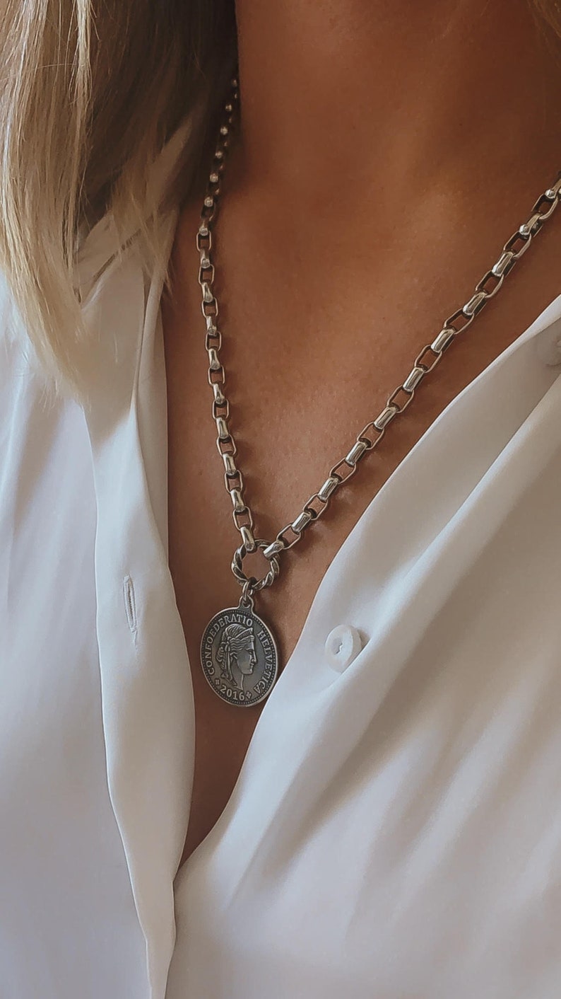 Silver Rome Coin Necklace Coin charm necklace Coin pendant Necklace image 4