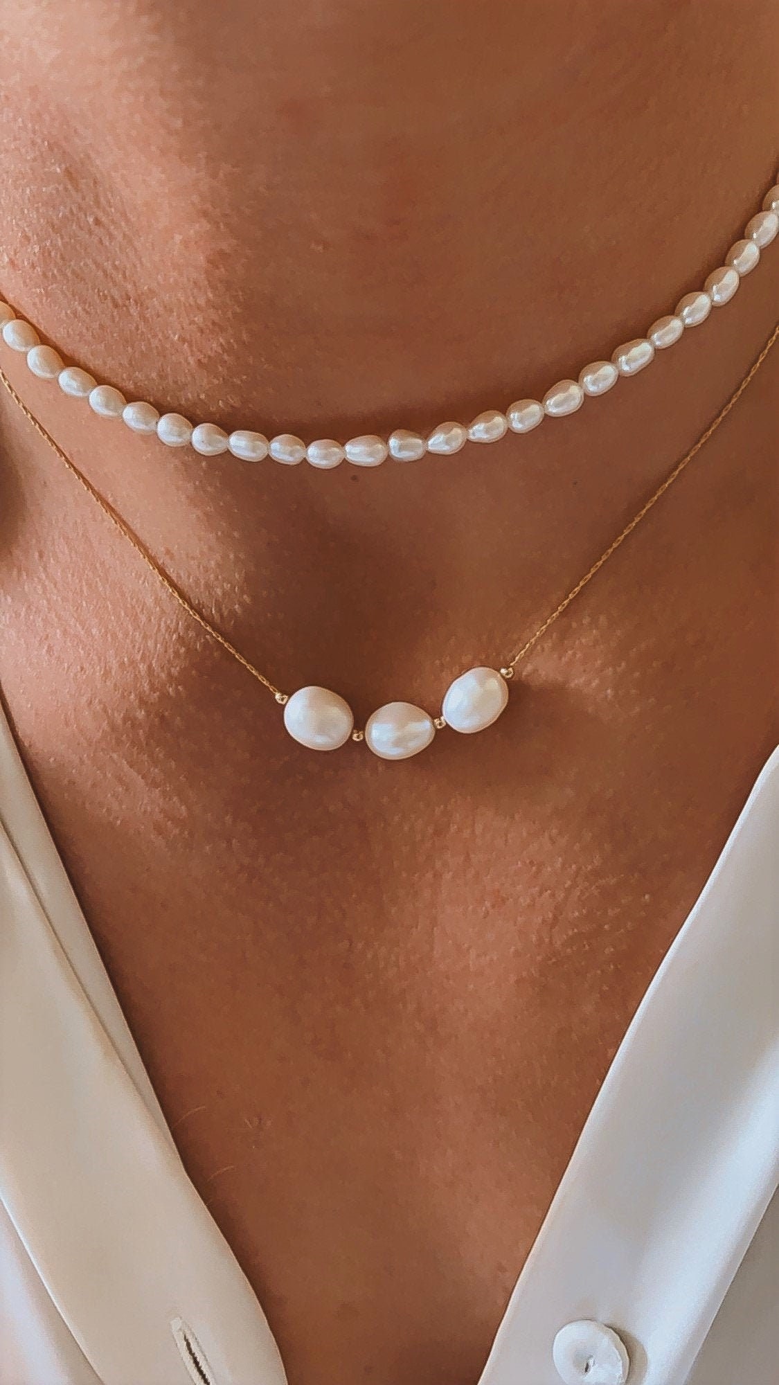 Floating Pearl Necklace 14k Gold-filled 