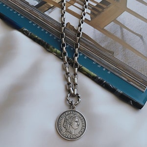 Silver Rome Coin Necklace Coin charm necklace Coin pendant Necklace image 2