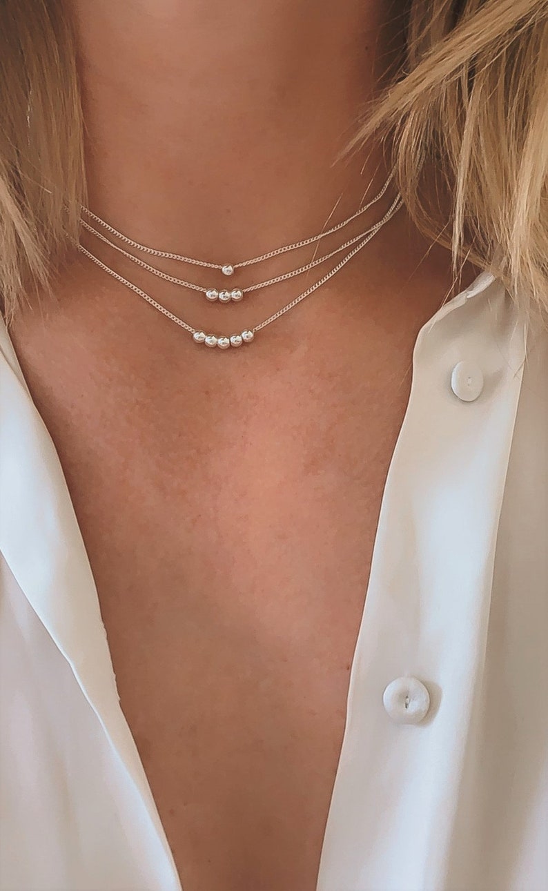 Silver Sleek Ball necklace \u2022 Small Bead Necklace \u2022 Single Bead Necklace \u2022 Bead pendant necklace