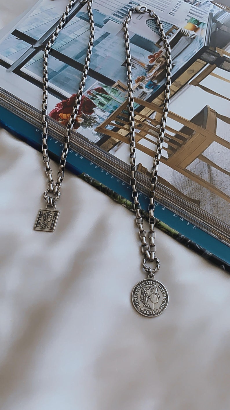 Silver Rome Coin Necklace Coin charm necklace Coin pendant Necklace image 5