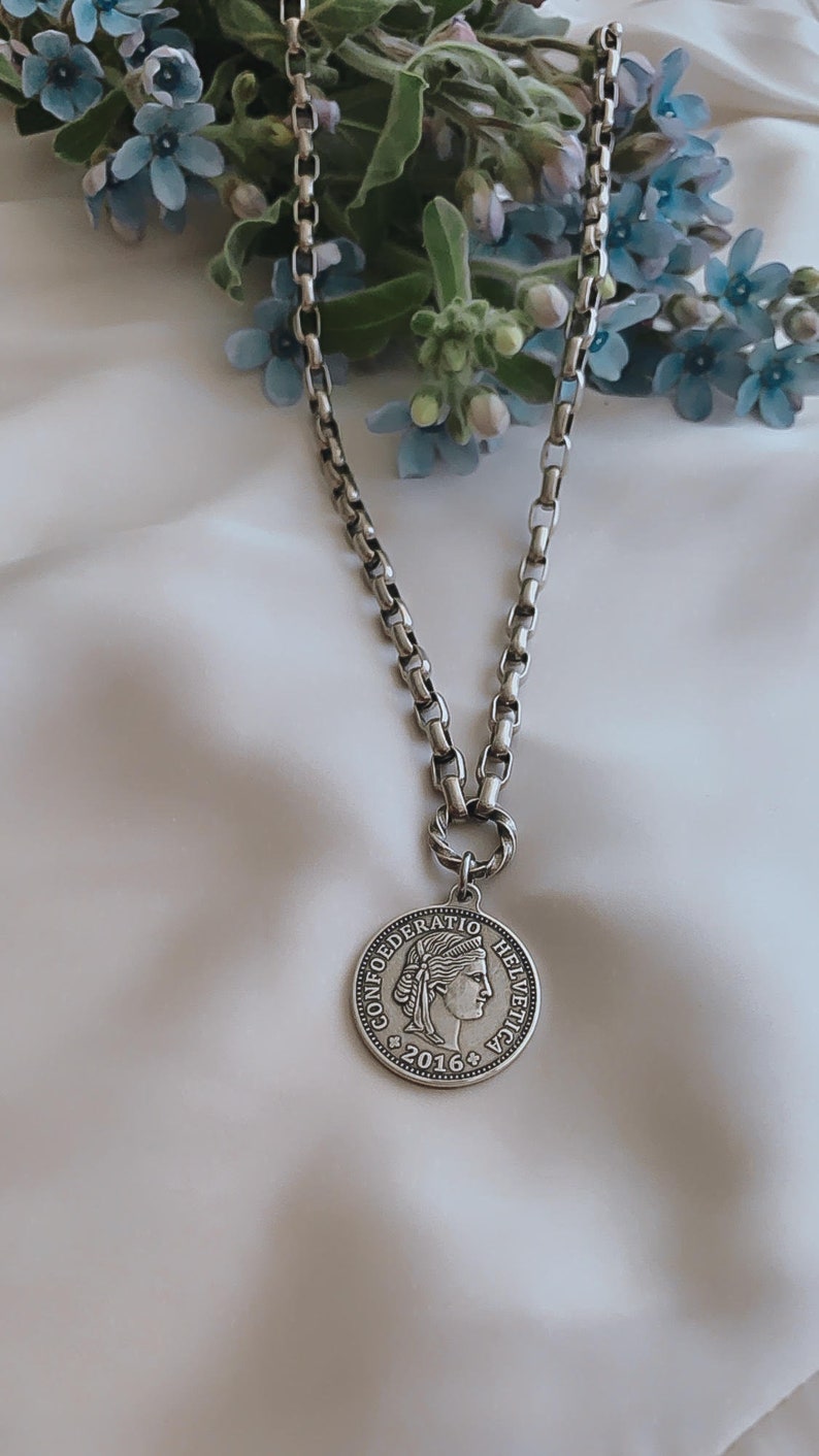 Silver Rome Coin Necklace Coin charm necklace Coin pendant Necklace image 6