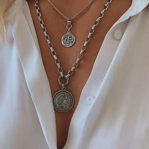 Silver Rome Coin Necklace Coin charm necklace Coin pendant Necklace image 8