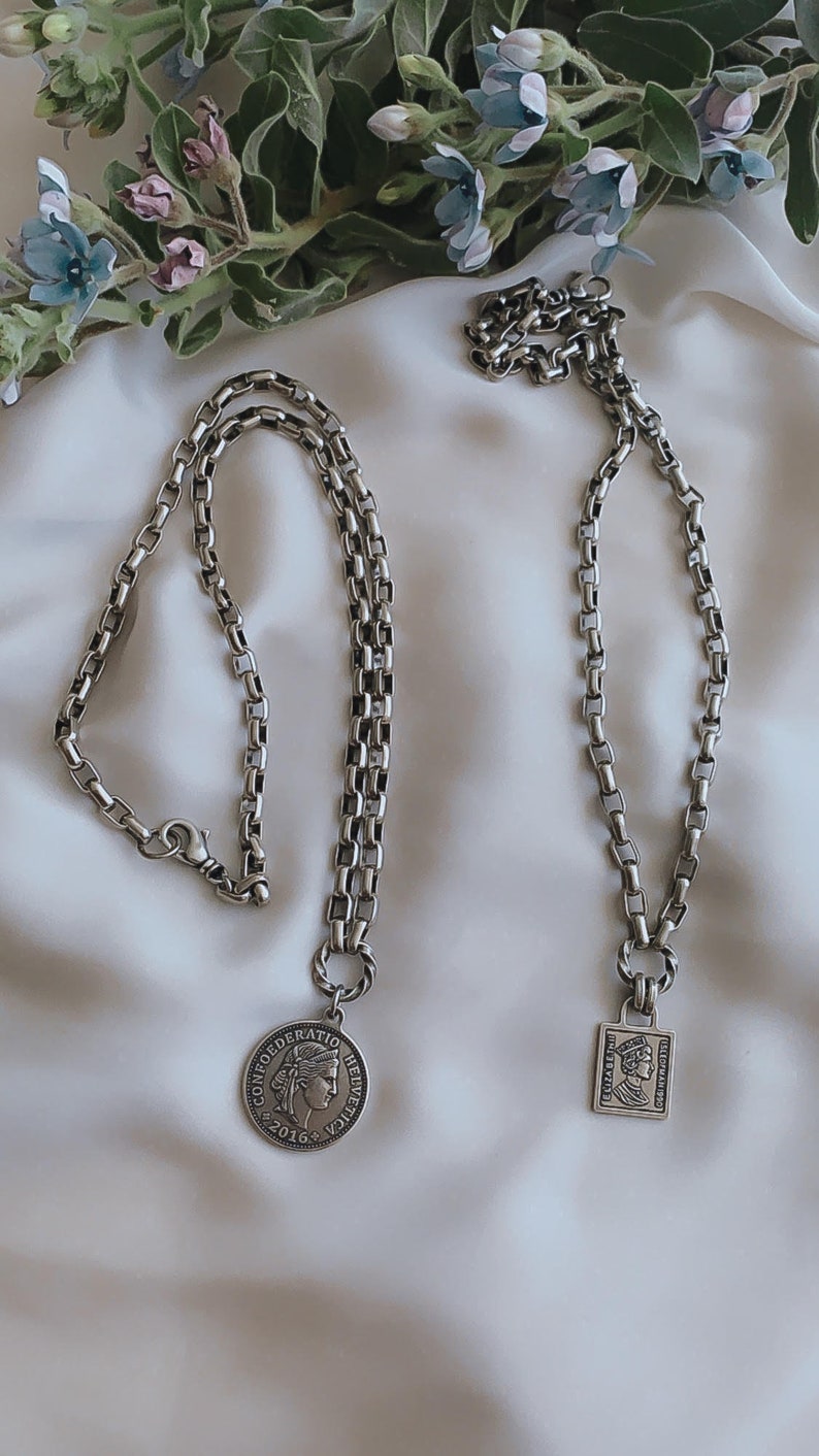 Silver Rome Coin Necklace Coin charm necklace Coin pendant Necklace image 10