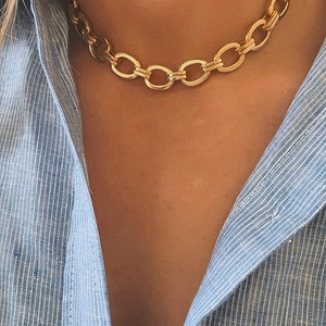 Large Link Chain choker Massive gold chain necklace Statement Necklace Chunky Gold link Chain Necklace image 7