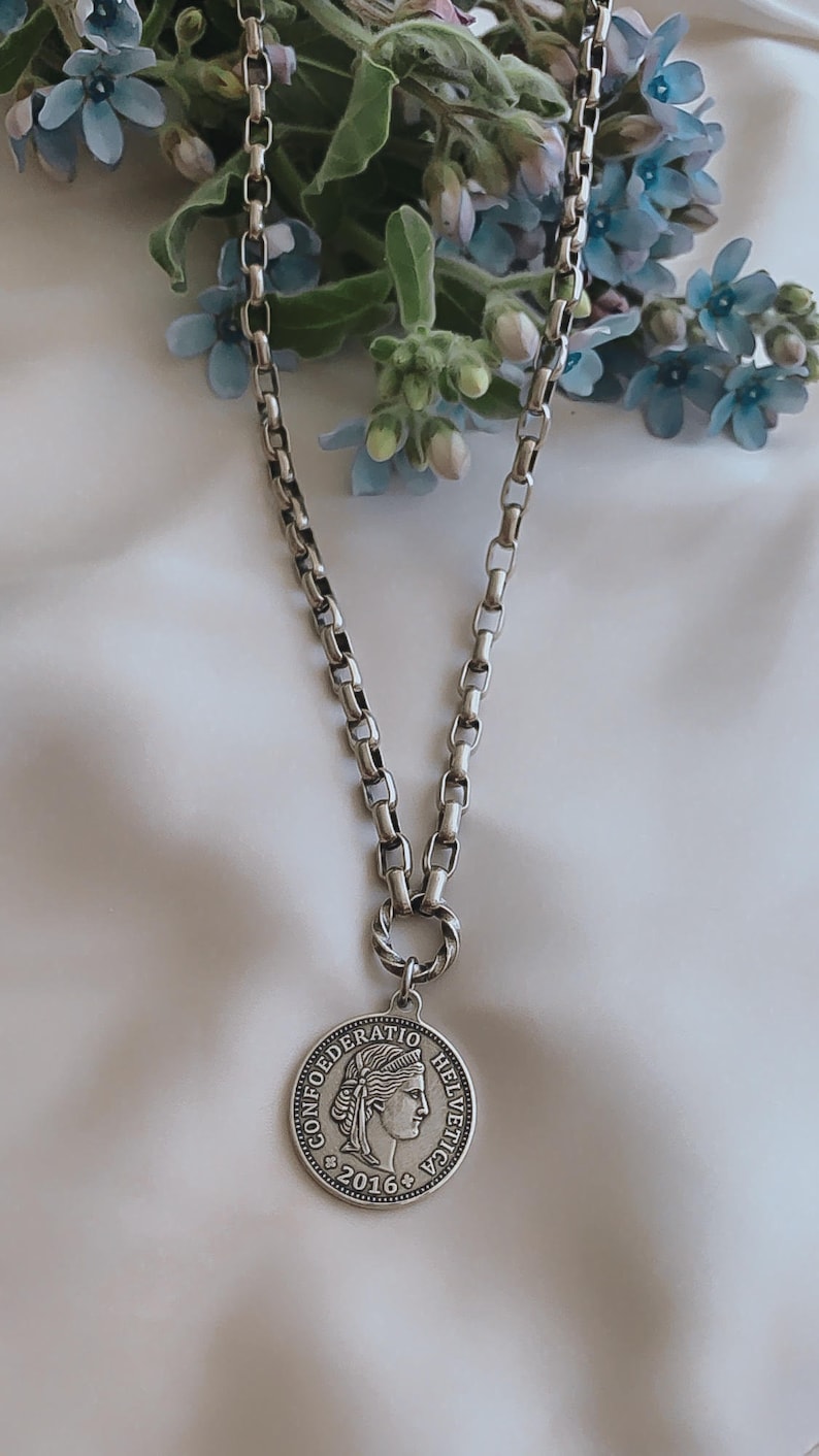 Silver Rome Coin Necklace Coin charm necklace Coin pendant Necklace image 3