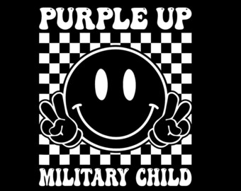 Purple Up For Military Kids Groovy Military child Month Digital PNG.