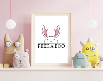 Nursery wall art, cute printable for baby girl room,  bunny poster, instant download, bunny wall art