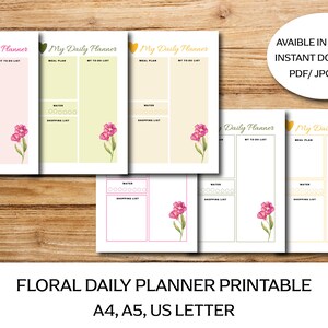 Floral daily planner printable instant download pdf &amp; jpg | Etsy