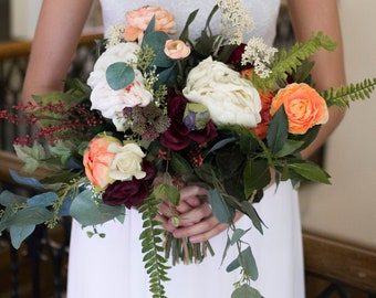 Wedding Bouquet, Burgundy, Peonies, Boho Bouquet, Rose Bouquet, Garden fresh Bouquet, Brides Bouquet, Wedding Bouquet, Bride Maid Bouque