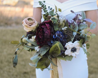 Wedding Bouquet, Burgundy, Peonies, Boho Bouquet, Rose Bouquet, Garden fresh Bouquet, Brides Bouquet, Wedding Bouquet, anenome