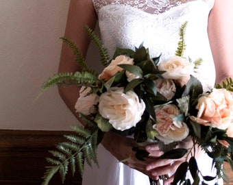 Wedding bouquet, wedding flowers, boho bouquet, bridal bouquet, blush pink, eucalyptus,