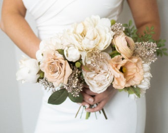 boho bouquet, peony bouquet, artificial flowers, dried flower bouquet, wedding flowers, bridal bouquet, eucalyptus, peony bouquet