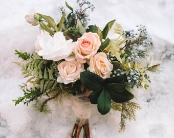 Wedding bouquet, winter bouquet, wedding flowers, boho bouquet, bridal bouquet, blush pink, eucalyptus, burgundy, protea