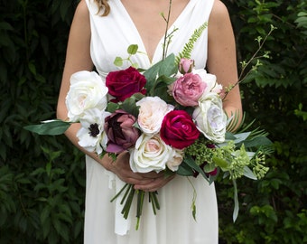 Wedding bouquet, wedding flowers, boho bouquet, bridal bouquet, blush pink, eucalyptus, anemone