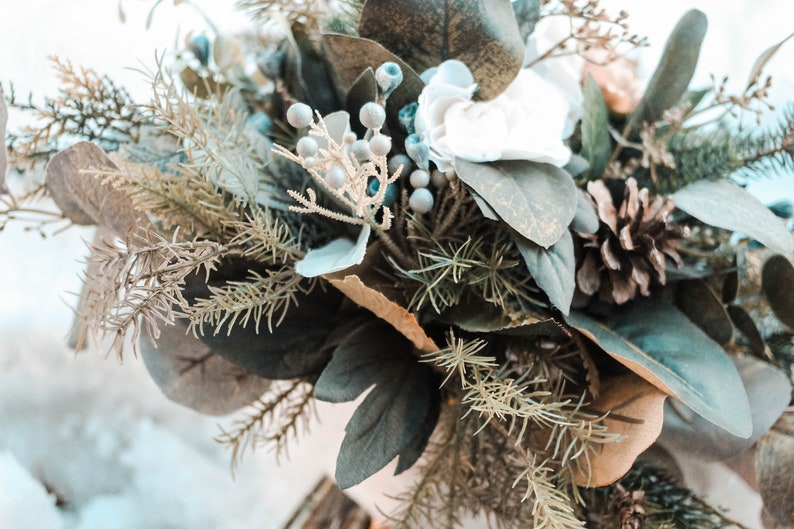 Wedding bouquet, winter bouquet, wedding flowers, boho bouquet, bridal bouquet, blush pink, eucalyptus, burgundy, protea image 3